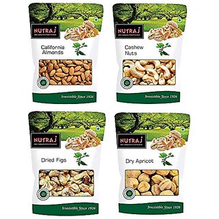                       Nutraj Dry Fruits 400g Combo of Almonds (Badam), Cashews (Kaju),Afghani Figs (Anjeer) & Apricots (Khubani) each 100g                                              