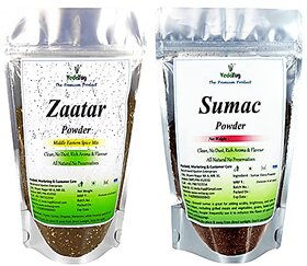 VY VedaYug Combo Sumac Powder  Za'atar Powder - Traditional Middle Eastern Spices for Salads/ Grill/Fish (100g Each)