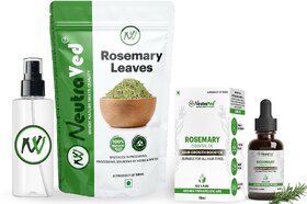 NeutraVed 100 Natural Combo of Rosemary Leaves 100g, Rosemary Oil for Hair Growth 15ml and Spray Bottle for Hair