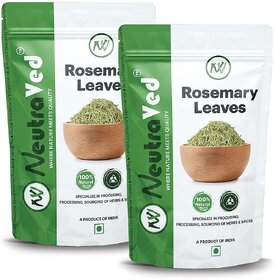 NeutraVed Rosemary Leaves 100g (50g x 2), for Hair Growth and Seasoning Food and Herbal Rosemary Tea  Packed Clean, No Dust and Stems Free in Stand-Up Zipper Pouch - 100 Gram (50g x 2)