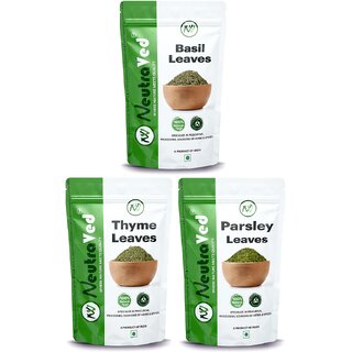                       NeutraVed Combo Herbs Thyme Leaves 40g + Basil Leaves 35g + Parsley 30g, (Pack of 3, Total - 105g)                                              