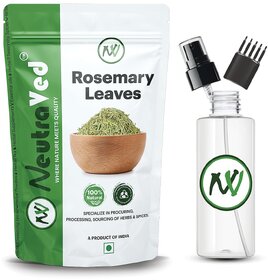 NeutraVed Rosemary Leaves for Hair Growth, 100g  Food Grade Rosemary Leaves for Seasoning + 1 Mist Spray Water for Rosemary Water, Zipper Pouch -100 grams + Mist Spray