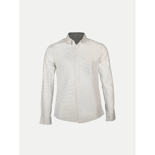                       Men White printed Cotton casual Shirt                                              