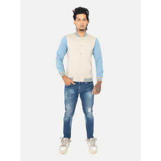Men light blue Ribbed Golf Jacket