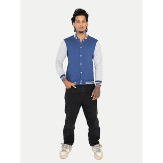                       Men Blue Ribbed Golf Jacket                                              