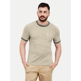 Men Beige Contrast Collar Polo Men Beige Contrast Collar Polo