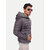Men Classic Violet puffed quilted Jacket with side pockets and hoodie