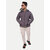 Men Classic Violet puffed quilted Jacket with side pockets and hoodie