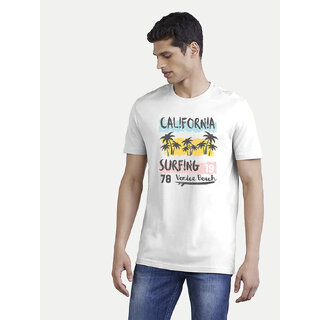 Men White Typographic Printed Cotton T-shirt Men White Typographic Printed Cotton T-shirt