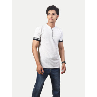 Men Solid Tees Henley Neck- Ecru Colour Men Solid Tees Henley Neck- Ecru Colour