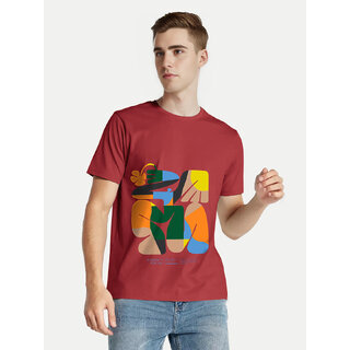 Men Red Printed Crew Neck T-shirt Men Red Printed Crew Neck T-shirt