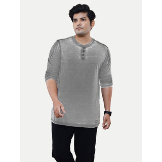                       Men Grey Cotton Casual Acid Washed T-Shirt                                              