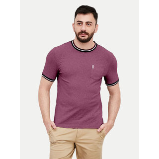 Men Wine Contrast Collar Polo Men Wine Contrast Collar Polo