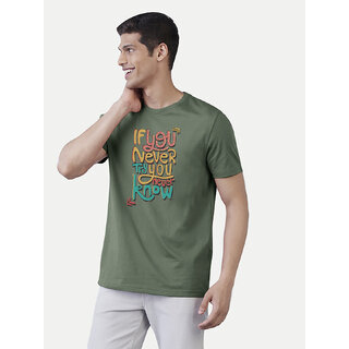 Men green Typographic Printed Cotton T-shirt Men green Typographic Printed Cotton T-shirt