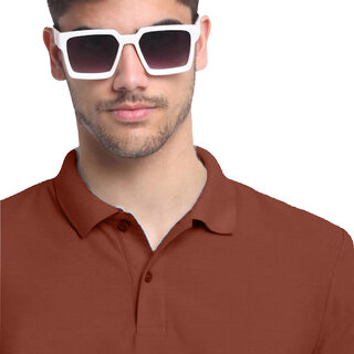Men Solid Brown Cotton Polo T-shirts Men Solid Brown Cotton Polo T-shirts
