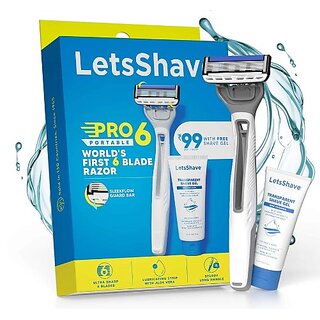                       Letsshave Pro6 Portable Worlds First 6 Blade + FREE Shave Gel                                              