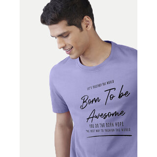 Men Purple Printed Born to be Awesome T-shirt Men Purple Printed Born to be Awesome T-shirt