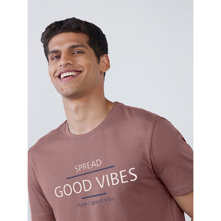 Men Pink Printed Spread Good Vibes T-Shirt Men Pink Printed Spread Good Vibes T-Shirt