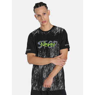                       Men Black Graphic Printed Crew Neck regular Fit T-shirt                                              