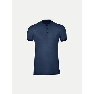                       Men Solid Tees Henley Neck- Navy Colour                                              