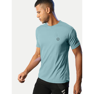                       Men Turquoise Blue Regular Fit Sports T-shirt                                              