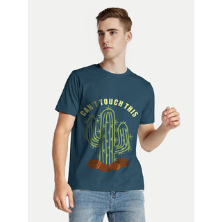                       Men Peacock Green Printed Crew Neck T-shirt                                              