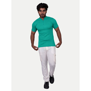                       Men Sea green Zipper Tees                                              