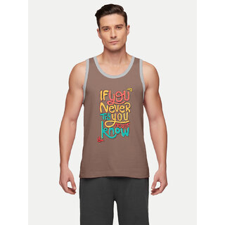                       Men Sleeveless Printed Tanktop with Constrast Hem                                              