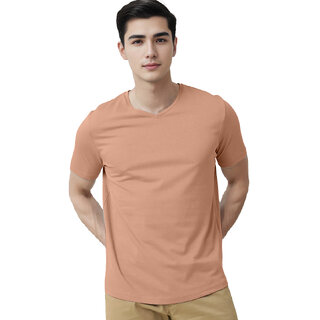                       Men peach V neck T-shirt                                              