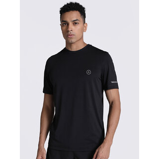                       Men Black Regular Fit Sports T-shirt                                              