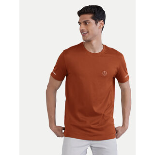                       Men Rust Regular Fit Sports T-shirt                                              