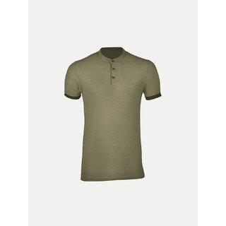                       Men Solid Tees Henley Neck- Olive Colour                                              