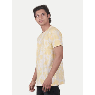                       Men Yellow Tie and Dye Cotton Crew Neck T-Shirt                                              