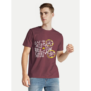                       Men Maroon Printed Crew Neck T-shirt                                              