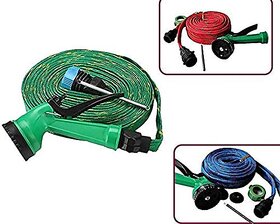 Garden Watering Car Wash 8 Mode/Pattern Spray Gun With Braided Hose Pipe (10 Meters, 1/2 Inch)