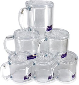 DELISOGA Transparent Tea Cup Coffee Cup Set Made of Crystal Clear Glass 180 ml Pack of 6