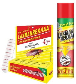 Laxman Rekhaa Multi Insect Killer Spray 125ml with Chalk 15gms - Protection from cockroaches, mosquitoes, Ants