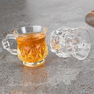                       YUJING Transparent Tea Cup Coffee Cup Set of 6 Made of Crystal Clear Glass 140 ml                                              