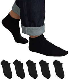 Unisex Black ankle length socks pack of 5