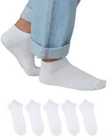 Unisex White ankle length socks pack of 5