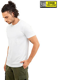 GS Code Yellow Men Solid Round Neck WHITE T-Shirt Pack of 1