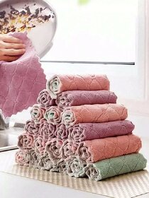 Kitchen Household Coral Velvet Dishwashing Cloth Non-Shedding Non-Oil Decontamination Absorbent Two-Color Cleaning Cloth