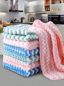 Coral Fleece Water Wave Dishcloth, Thicker Absorbent Kitchen Cleaning Cloth, Non-Stick Oil Fiber Scouring Pad