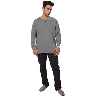 Men Olive Green Full Sleeve Henley Neck T-Shirt Men Olive Green Full Sleeve Henley Neck T-Shirt
