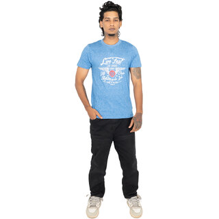 Men Blue Crew neck Printed T-shirts Men Blue Crew neck Printed T-shirts