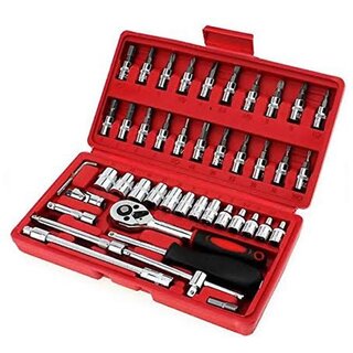                       Heavy Quality 46 in 1 Pcs Tool Kit  Screwdriver and Socket Set Power  Hand Tool Kit  (46 Tools)                                              