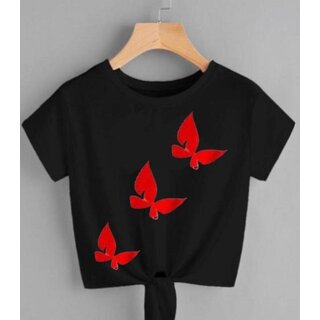                       Minha crop t shirt black colour                                              