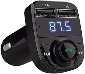 Wireless Bluetooth FM Transmitter MP3 Player USB Car Fast Charger Adapter with Built-in MIC Hands-Free Calling Dual USB Charger 5V/3.1A and 1A Support SD Card USB