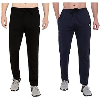                       JOHNEY JOHNEY Self Design Men Black, Blue Track Pants                                              