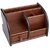 Elegant Brown Wooden Desk Organizer with Multiple Compartments and Drawer for Office Supplies